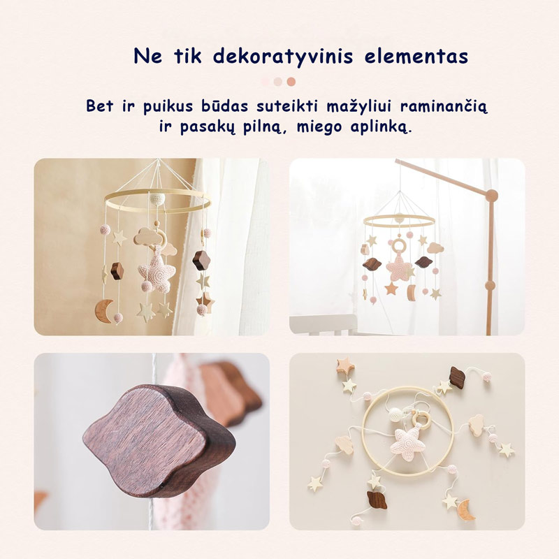 Karuselė lovytei, žvaigždutės, rožinė (5)